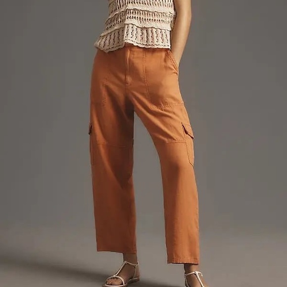 Anthropologie Pants - Pilcro by Anthropologie Slim Linen Blend Cargo Pants Orange
